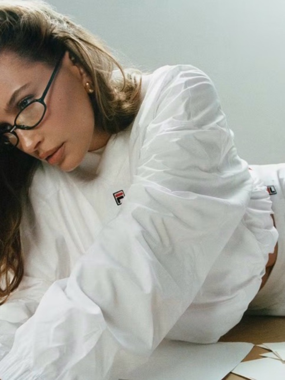 Hailey x Fila White V-Neck Polo with Signature Logo